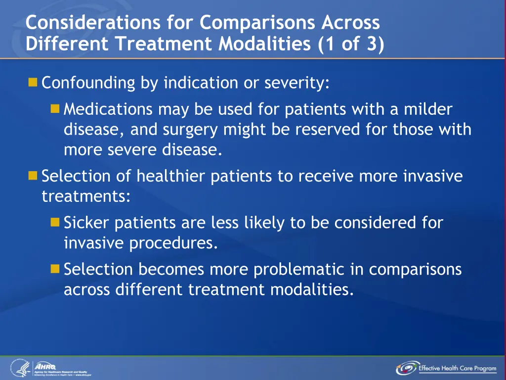 considerations for comparisons across different