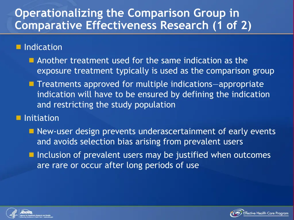 operationalizing the comparison group