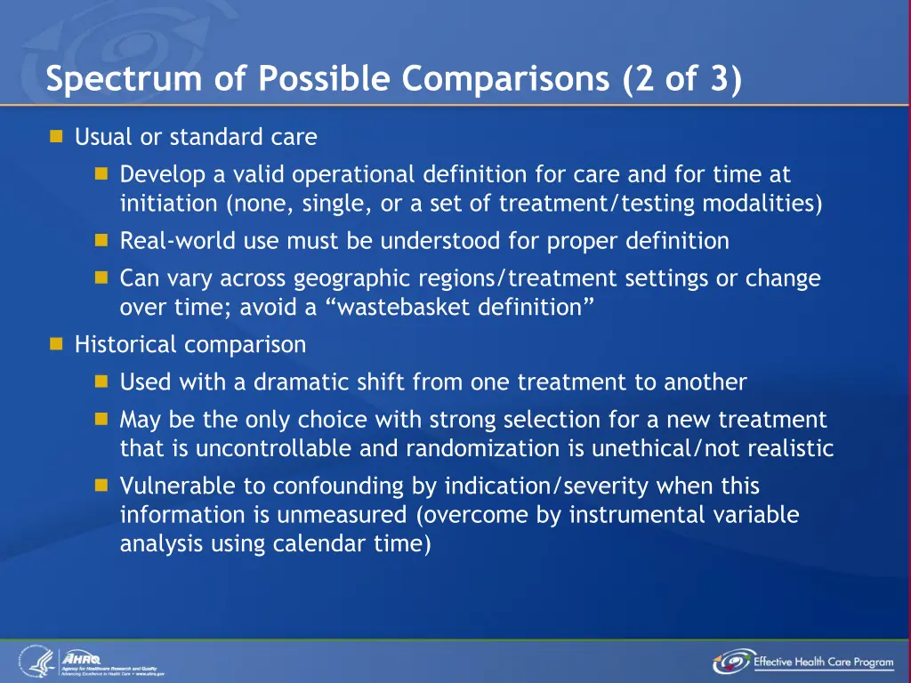 spectrum of possible comparisons 2 of 3