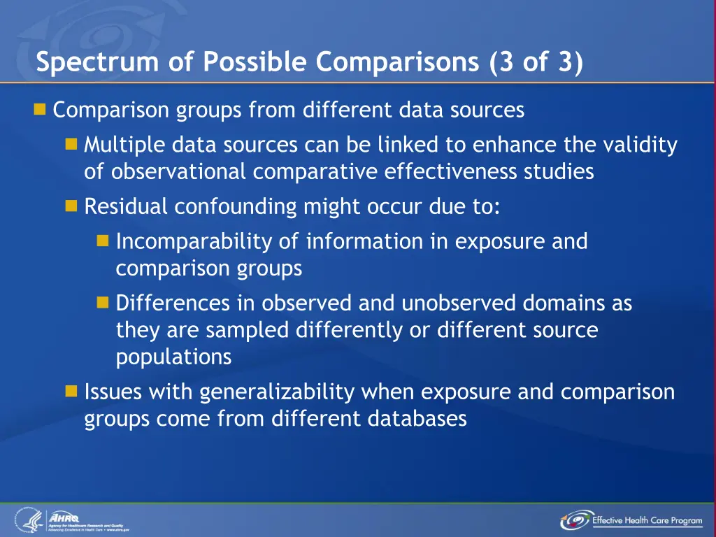 spectrum of possible comparisons 3 of 3