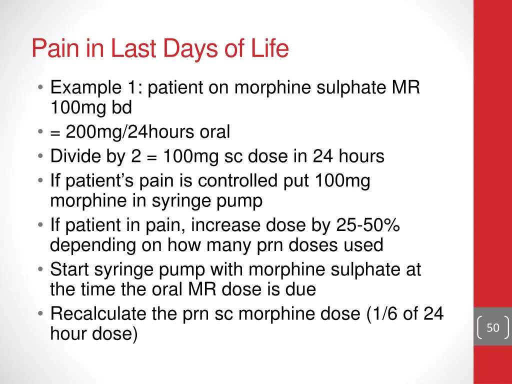 pain in last days of life