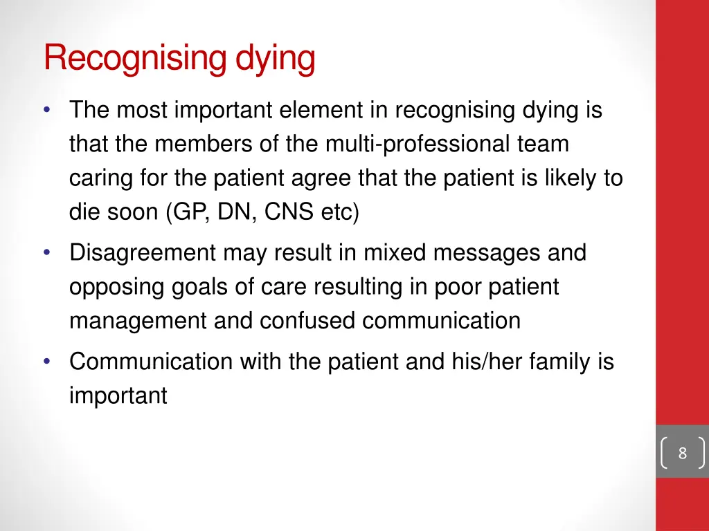 recognising dying 1