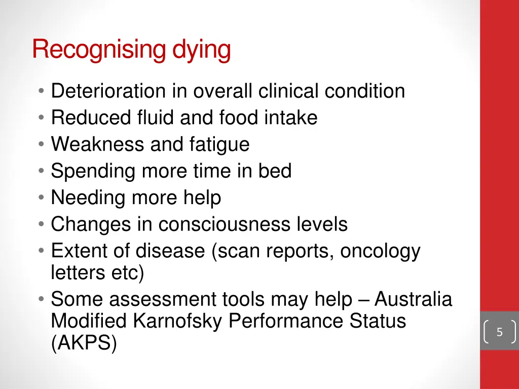 recognising dying