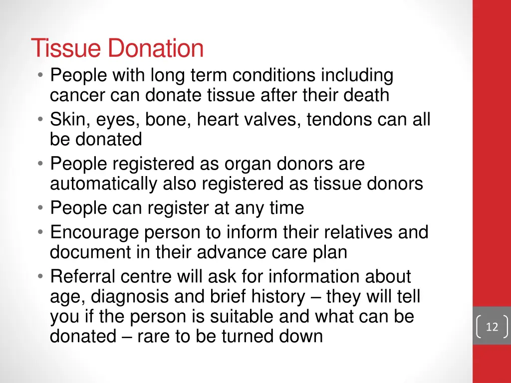 tissue donation people with long term conditions