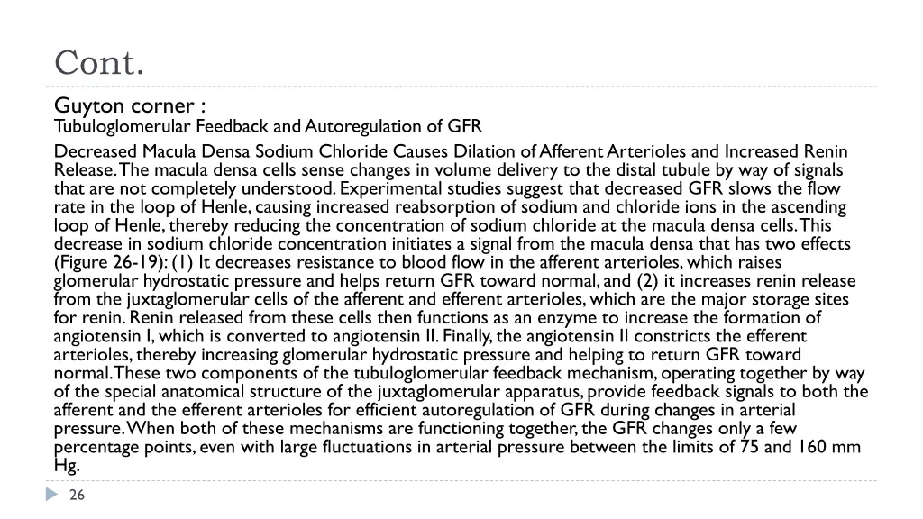 cont guyton corner tubuloglomerular feedback