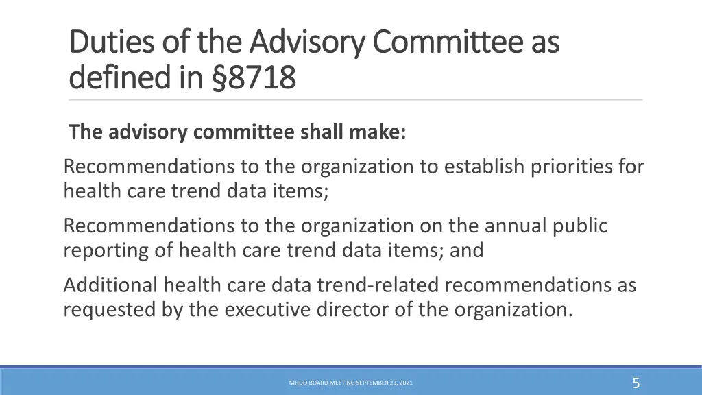 duties of the advisory committee as duties