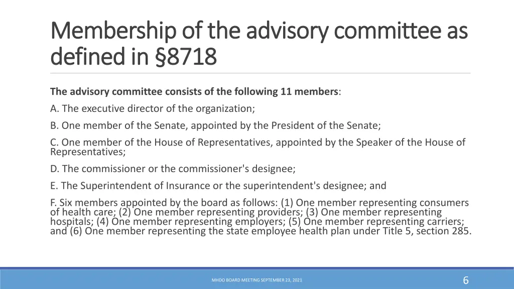 membership of the advisory committee