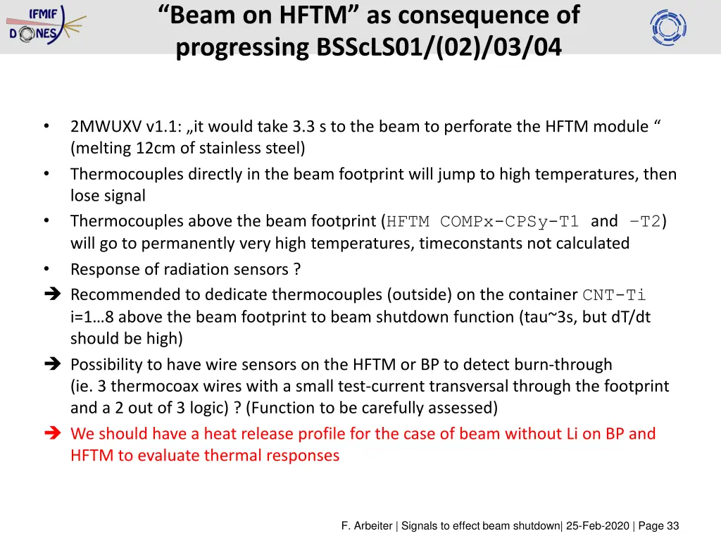 beam on hftm as consequence of progressing