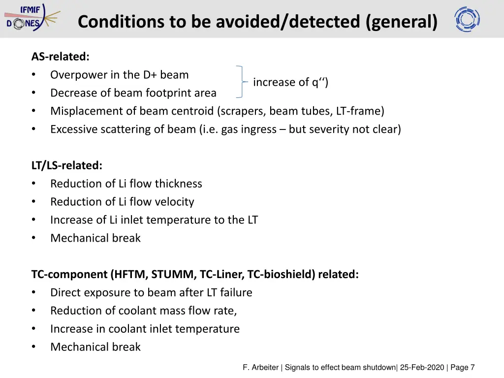 conditions to be avoided detected general