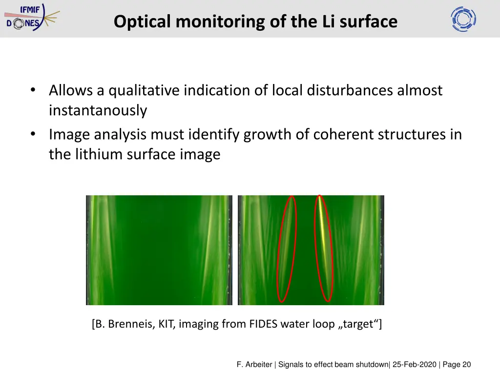 optical monitoring of the li surface