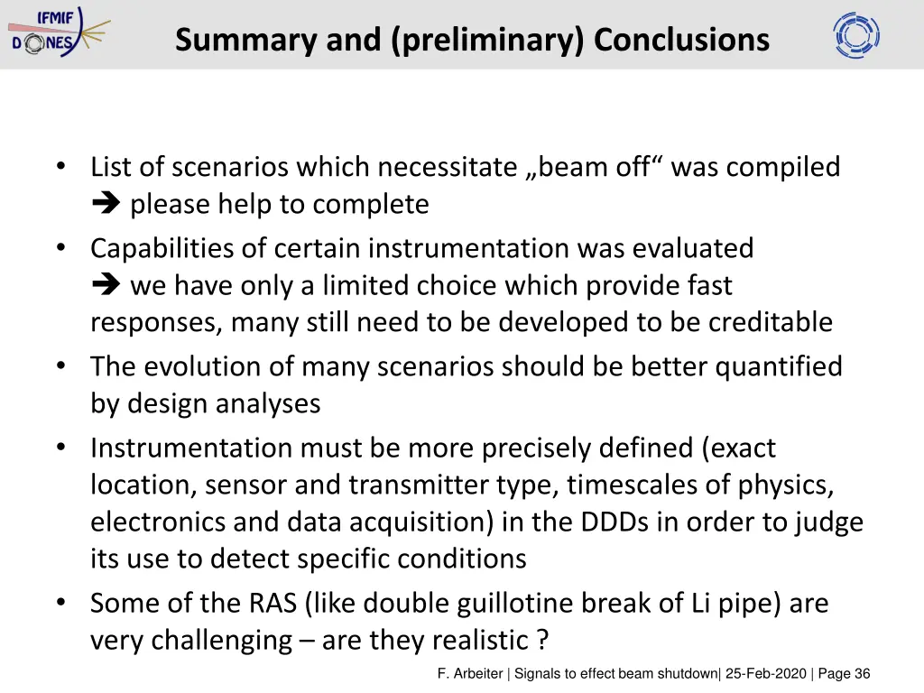 summary and preliminary conclusions