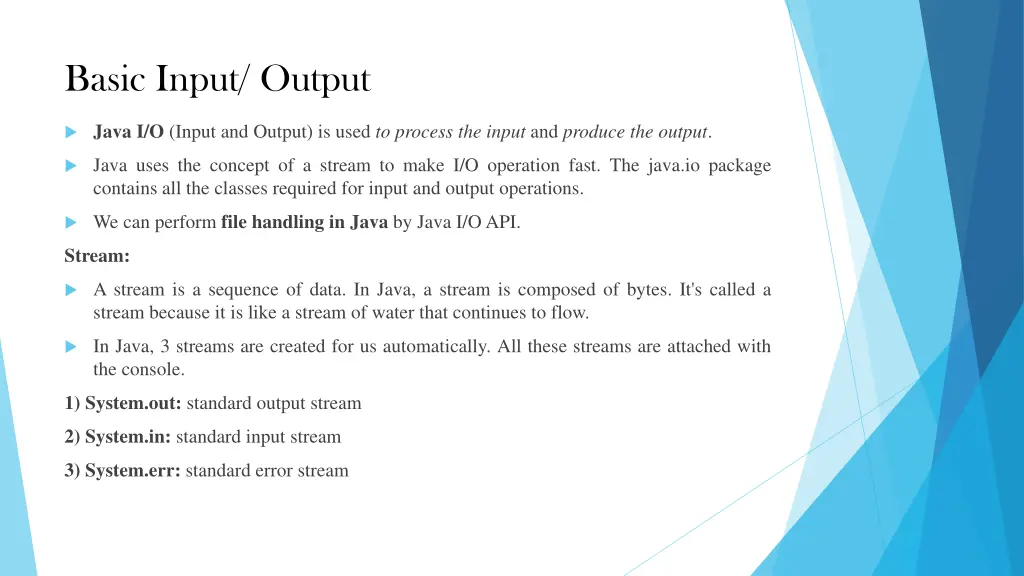 basic input output