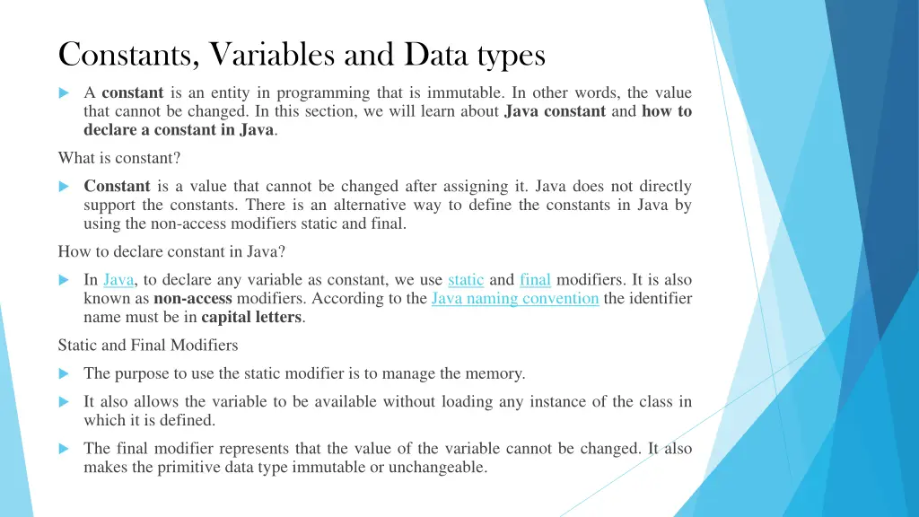 constants variables and data types