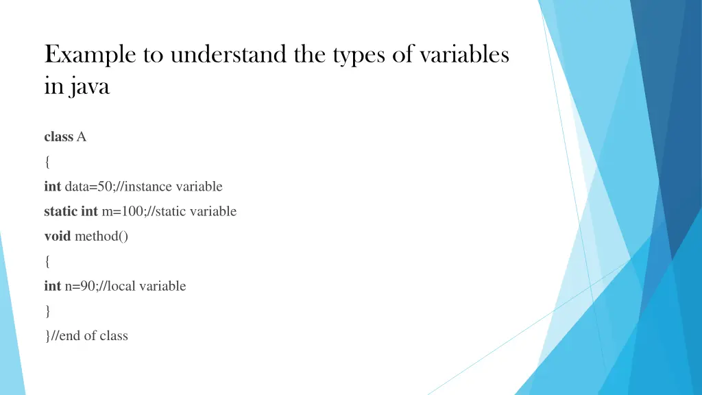 example to understand the types of variables