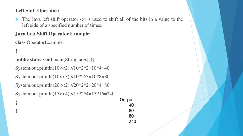 left shift operator