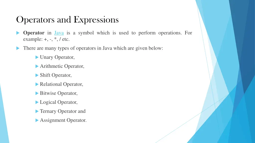 operators and expressions