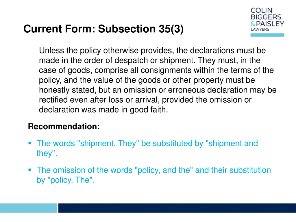 current form subsection 35 3