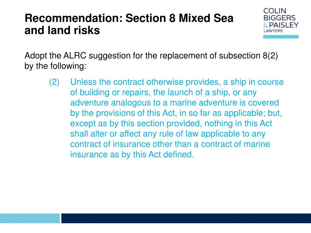 recommendation section 8 mixed sea and land risks