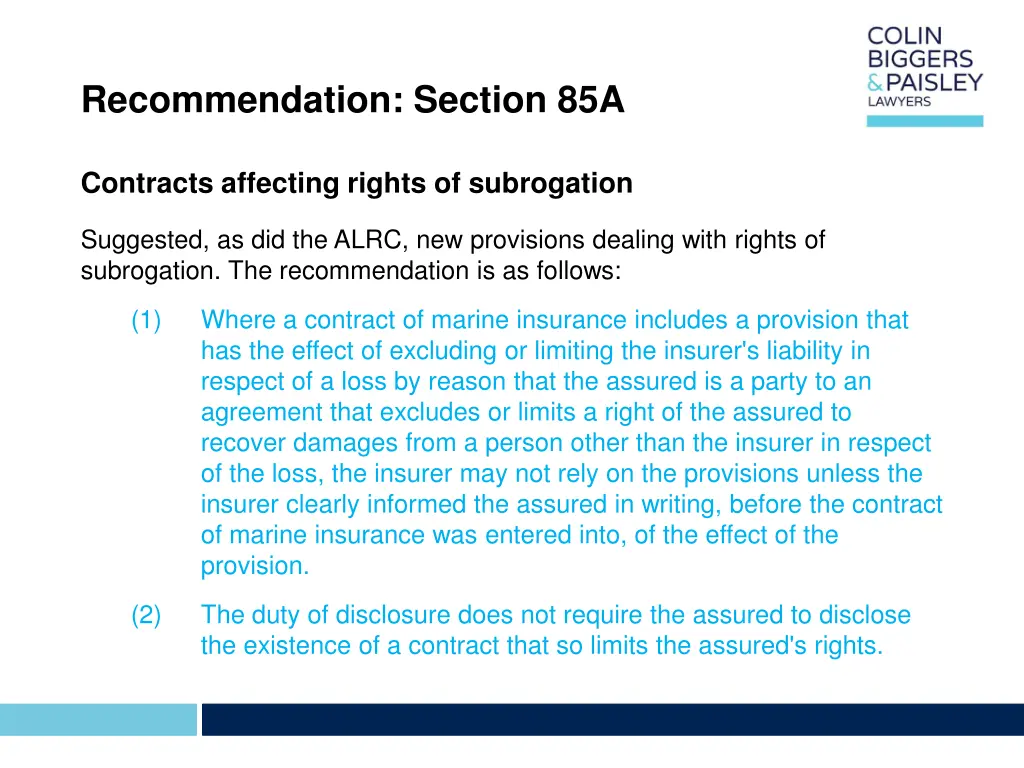 recommendation section 85a