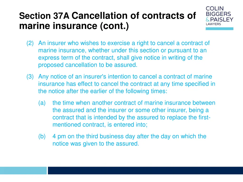 section 37a cancellation of contracts of marine