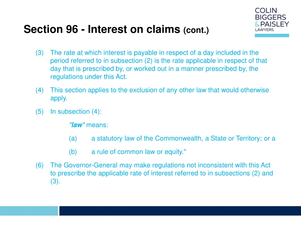 section 96 interest on claims cont