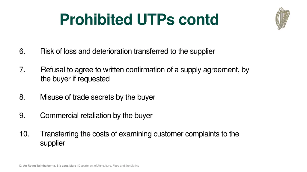 prohibited utps contd