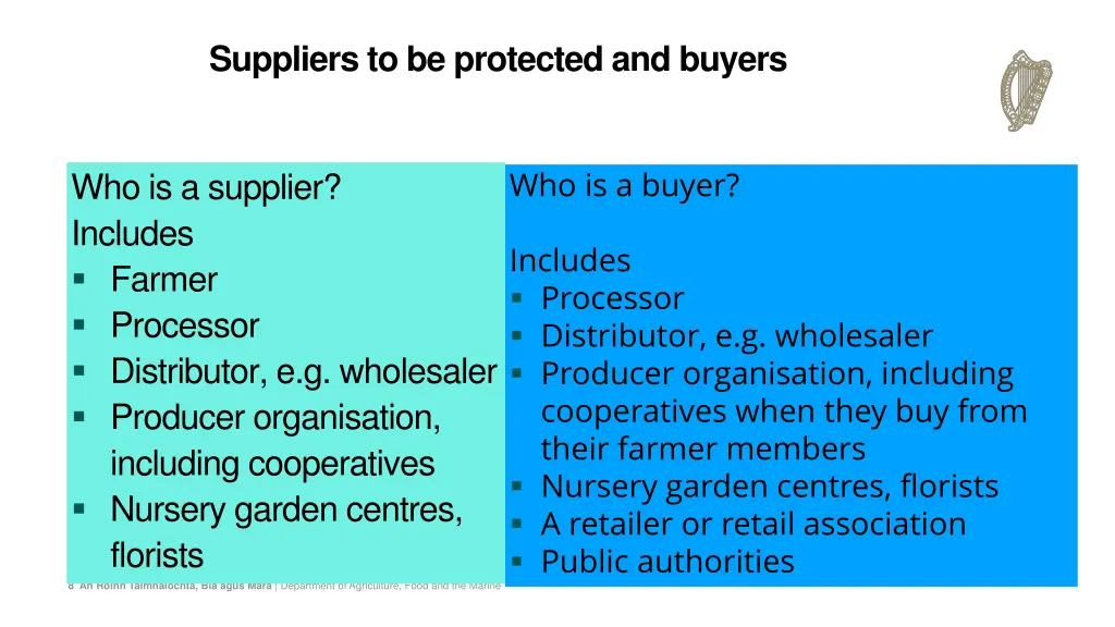 suppliers to be protected and buyers