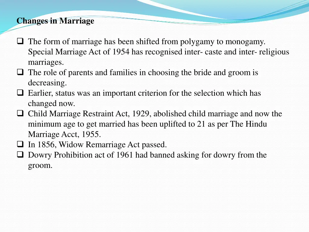 changes in marriage