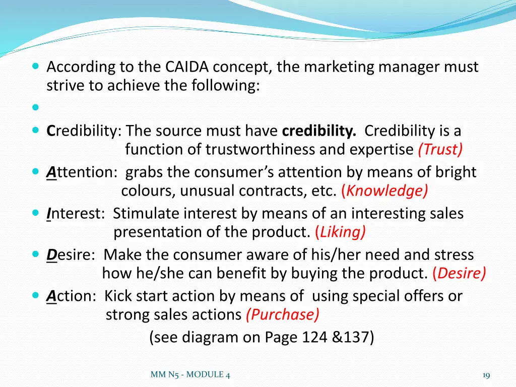 according to the caida concept the marketing