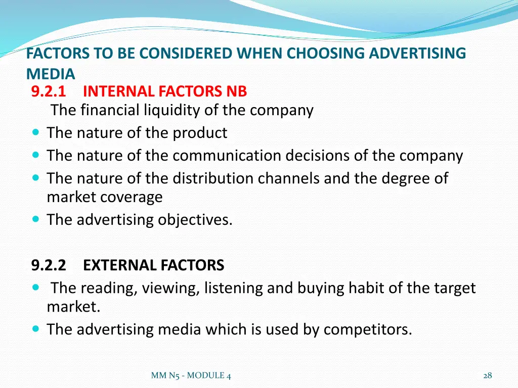 factors to be considered when choosing