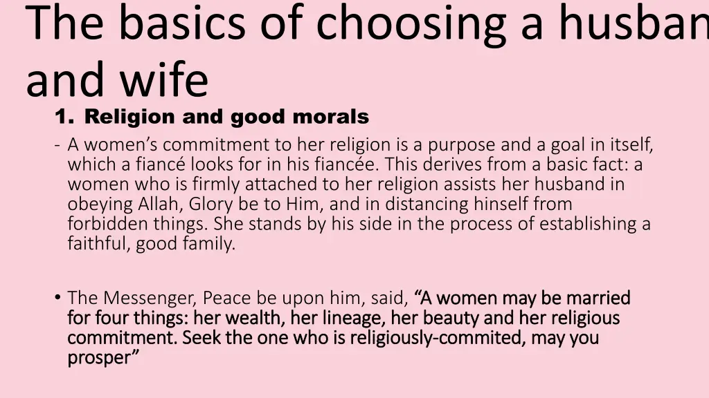 the basics of choosing a husband and wife