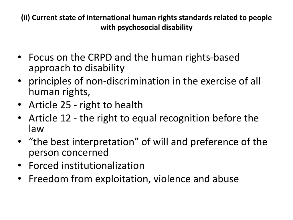 ii current state of international human rights