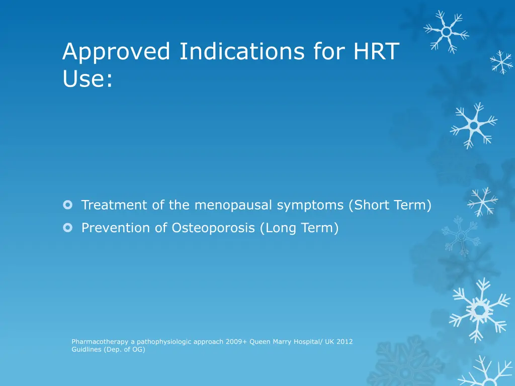 approved indications for hrt use