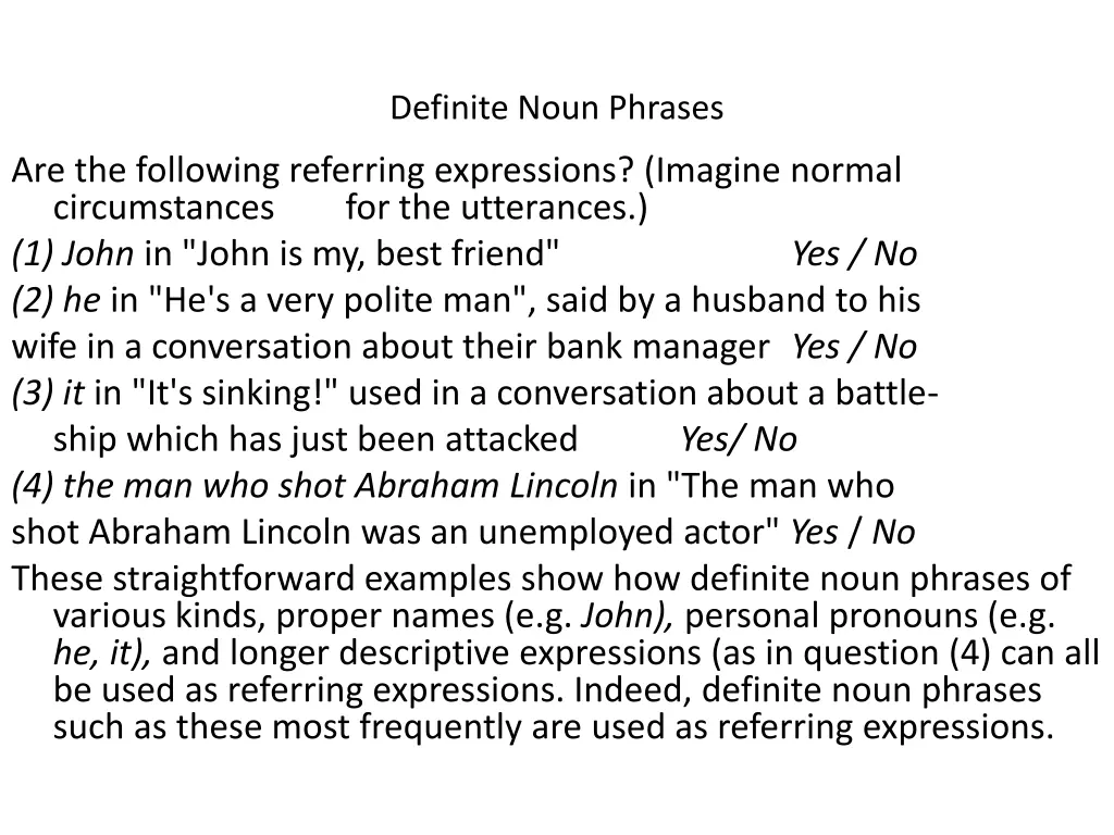 definite noun phrases