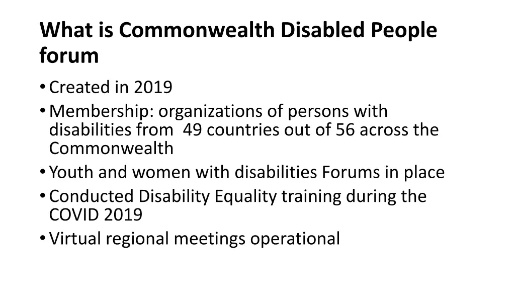 what is commonwealth disabled people forum