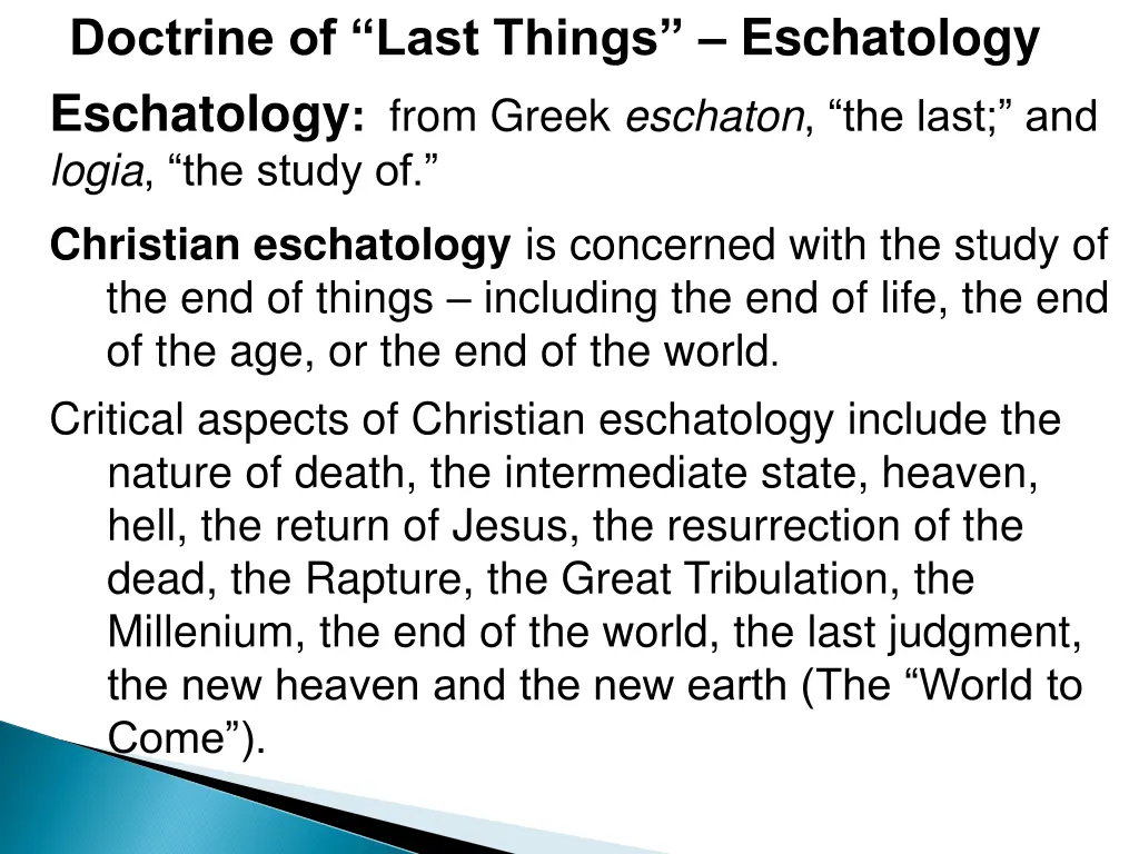 doctrine of last things eschatology eschatology