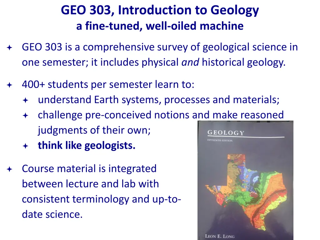 geo 303 introduction to geology a fine tuned well