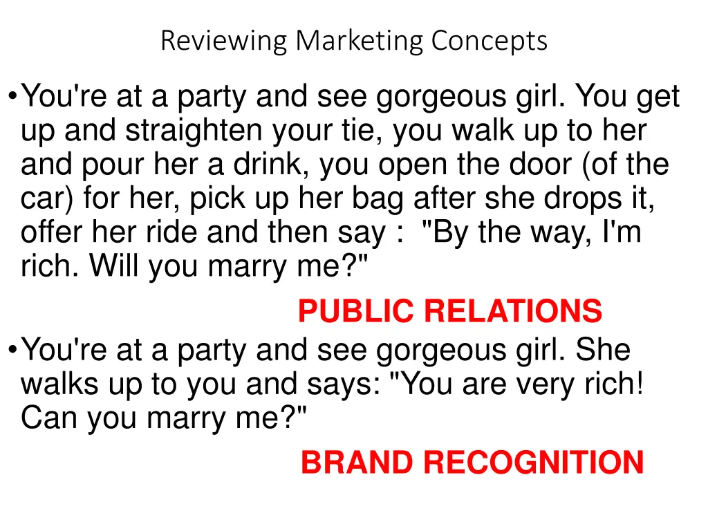 reviewing marketing concepts