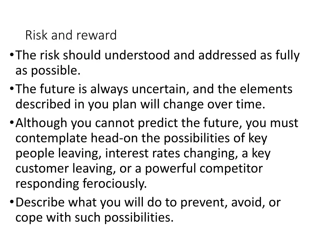 risk and reward the risk should understood