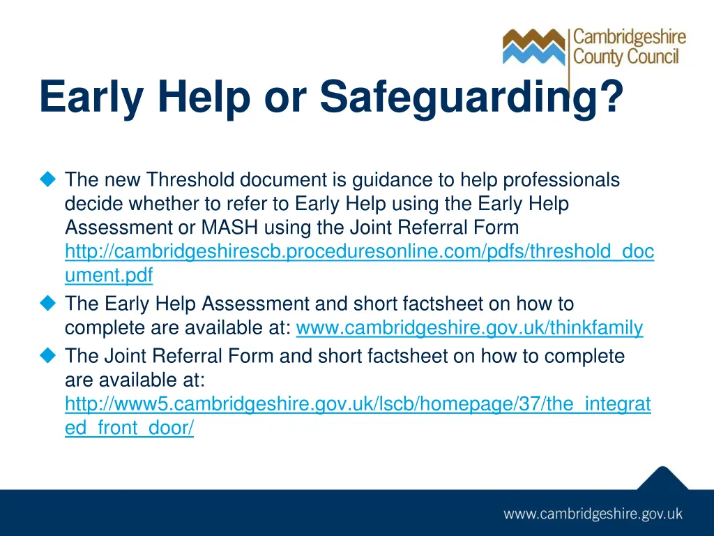 early help or safeguarding