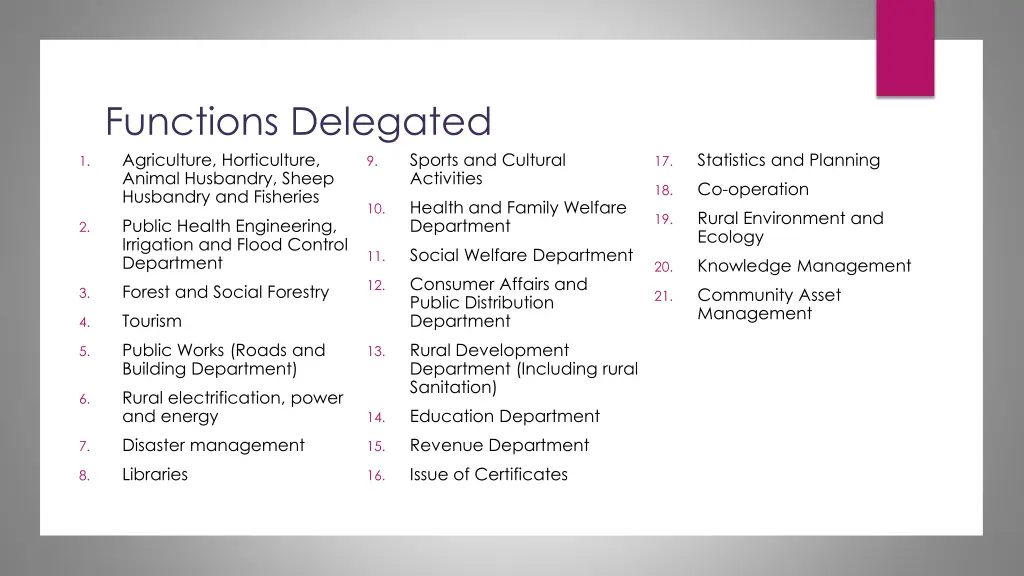 functions delegated agriculture horticulture