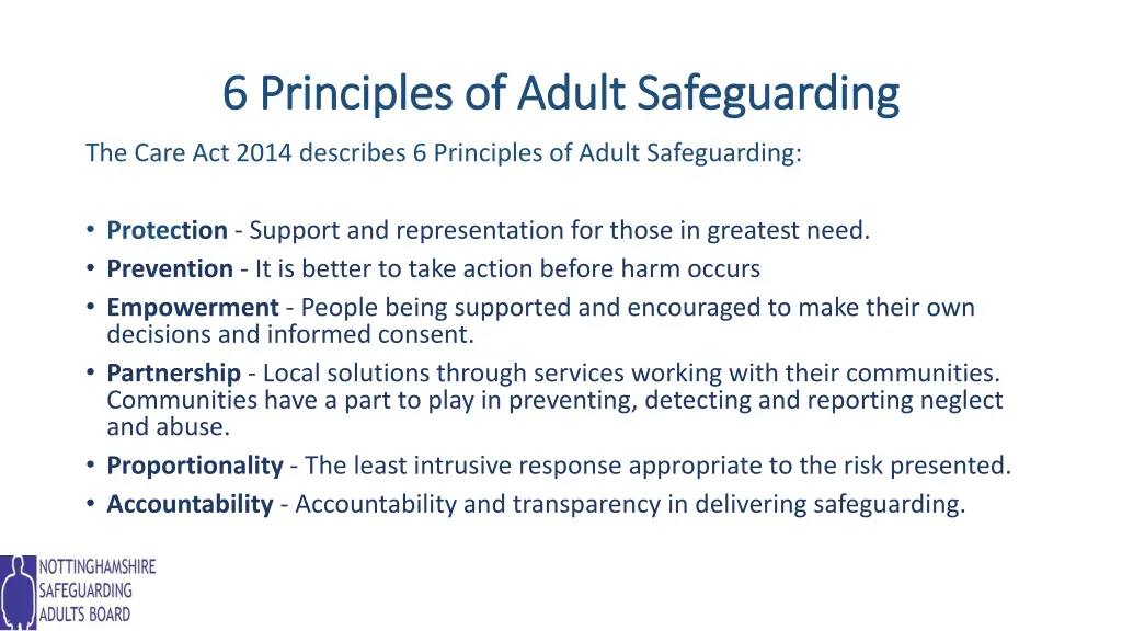 6 principles of adult safeguarding 6 principles