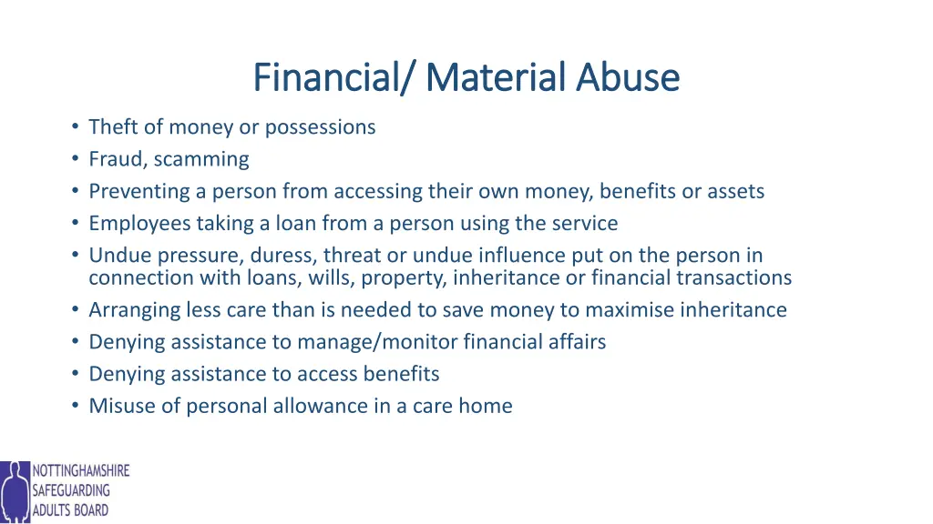 financial material abuse financial material abuse