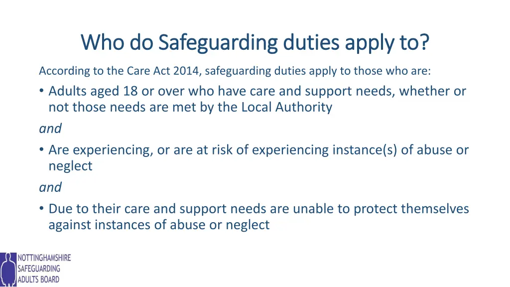 who do safeguarding duties apply