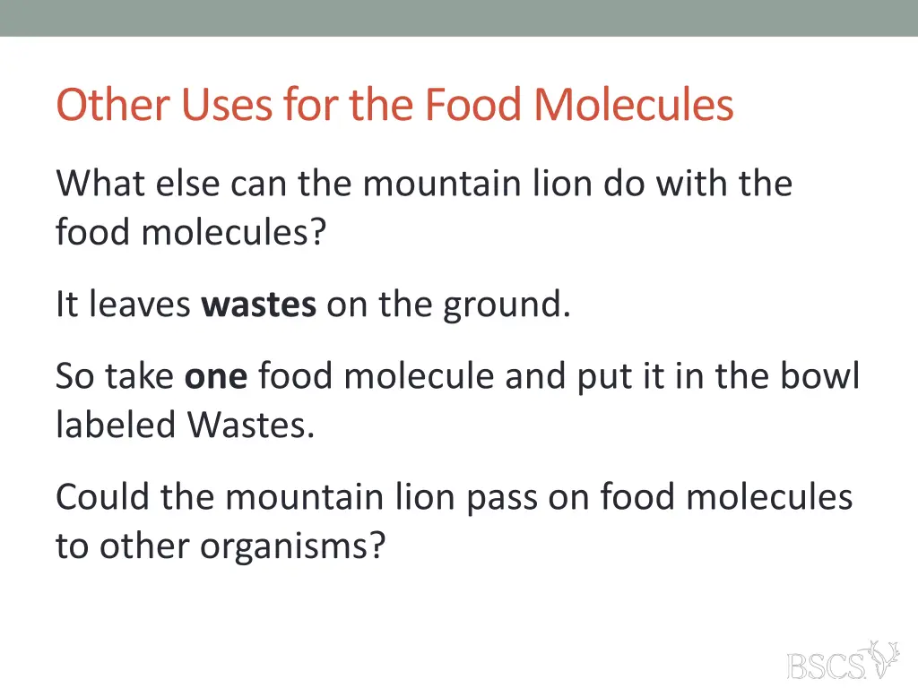 other uses for the food molecules 5