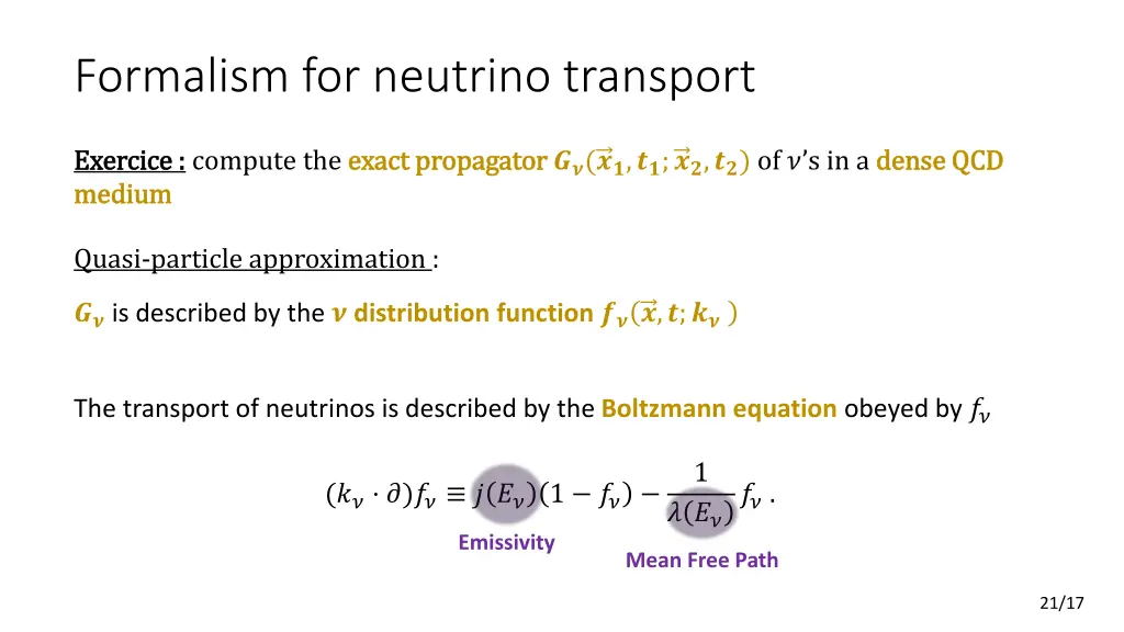 formalism for neutrino transport 1