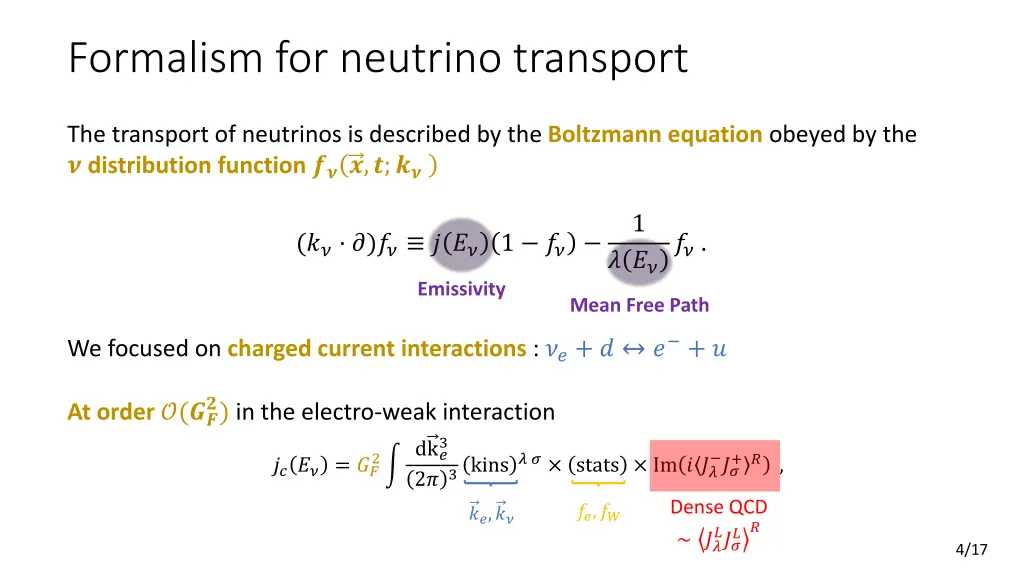 formalism for neutrino transport