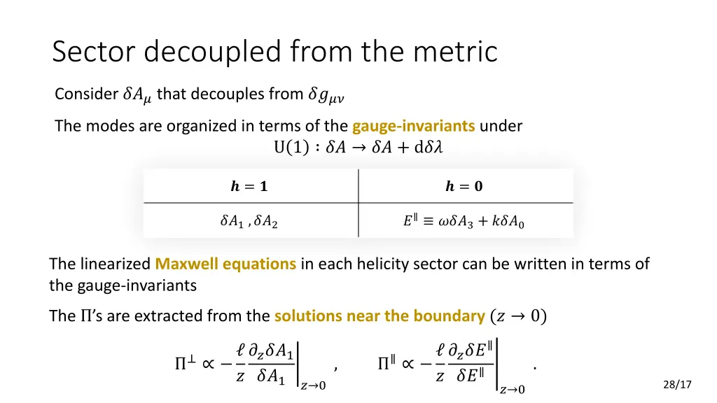 sector decoupled from the metric