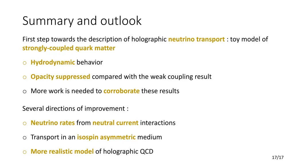 summary and outlook