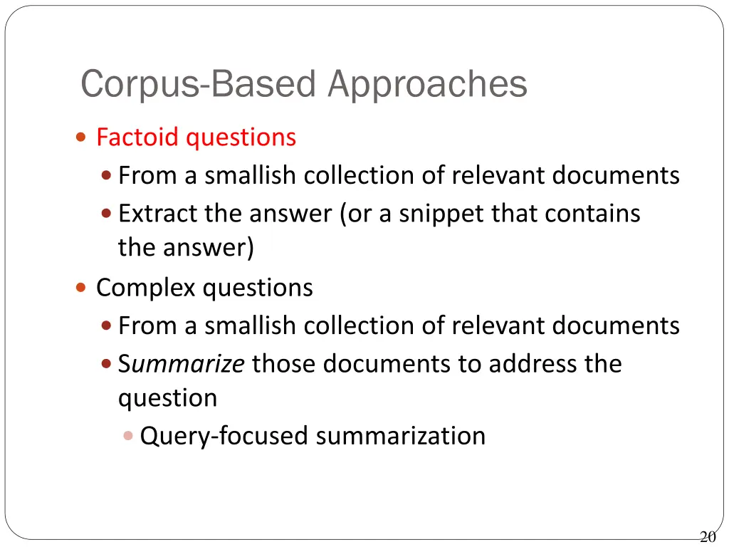 corpus based approaches